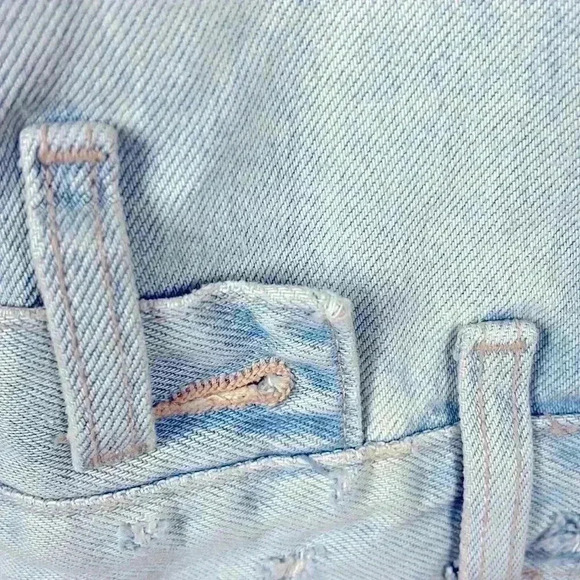 Zara Jean Jacket Sleeveless Distressed Button Front Pockets Collar Light Wash M - Picture 6 of 13